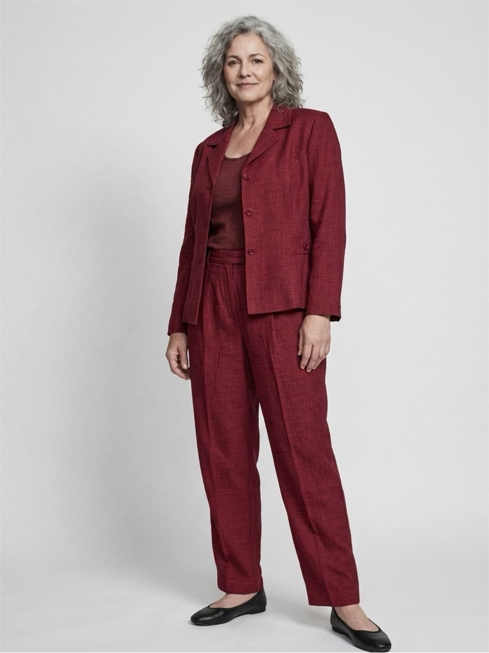 Sag Harbor Women's Red Tailored Linen-Blend Trousers